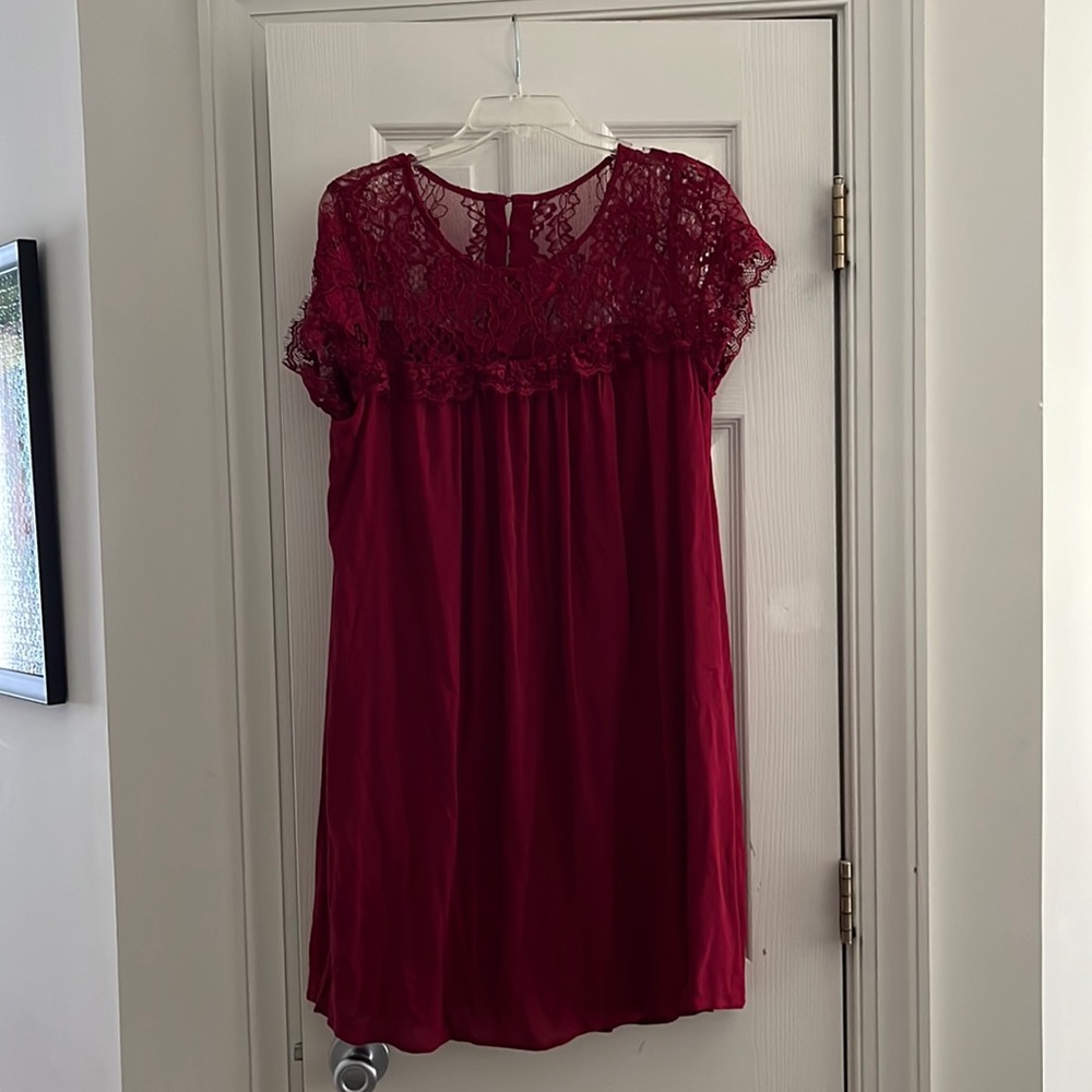 Rayon dark red dress